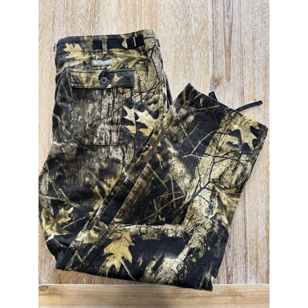 VTG Columbia Timberwolf Camo Cargo Pant Men 40x32 Baggy Drawstring Cuff EUC Y2k